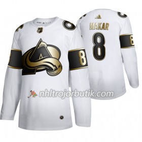 Män Ishockey Colorado Avalanche tröja Cale Makar 8 Adidas 2019-20 Golden Edition Vit Authentic